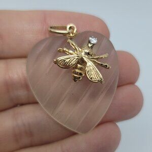 Diamond, Gold, & Diamond Bee & Heart Pendant